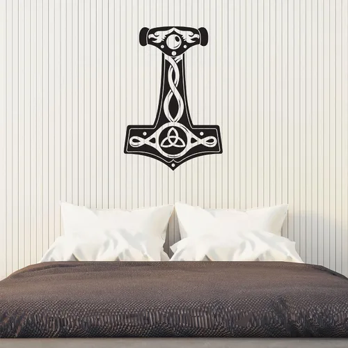 Escandinavia - Vinilo adhesivo para pared, diseño de martillo de Thor, celta, Mjolnir (k283), color negro