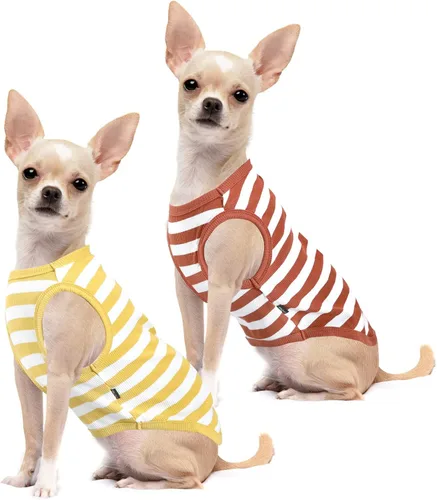 Vista 6 de Camisa para perro, ropa a rayas para perro, chalecos elásticos de algodón suave para perros pequeños, medianos y grandes, ropa para cachorros, ropa