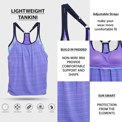 Vista 3 de ZeroXposur Womens Swimsuits Tankini Top and Bikini Briefs Set - Two Piece Swimsuit for Women