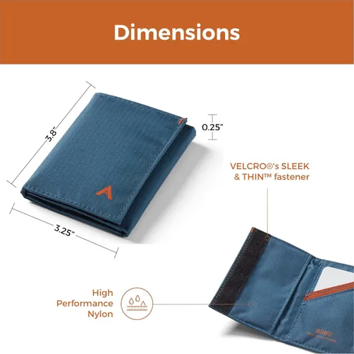 Vista 4 de Allett Cartera triple Nailon, bloqueo RFID Delgada, minimalista, resistente al agua, delgada, bolsillo frontal Capacidad para 2 12 tarjetas