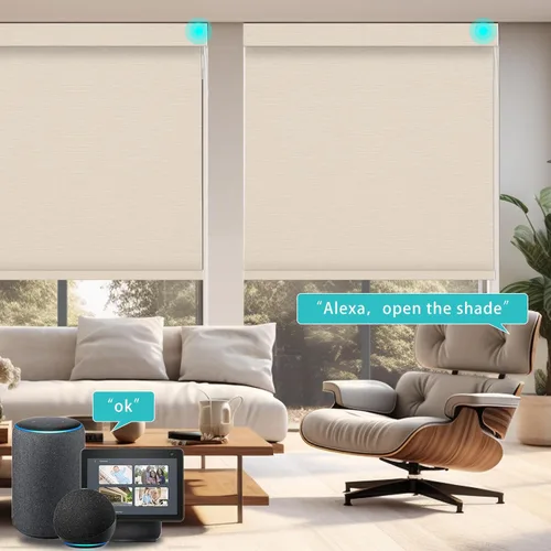 Vista 7 de Changshade Persiana enrollable inteligente con control remoto, persianas automáticas con filtro de luz para ventanas de tamaño personalizado