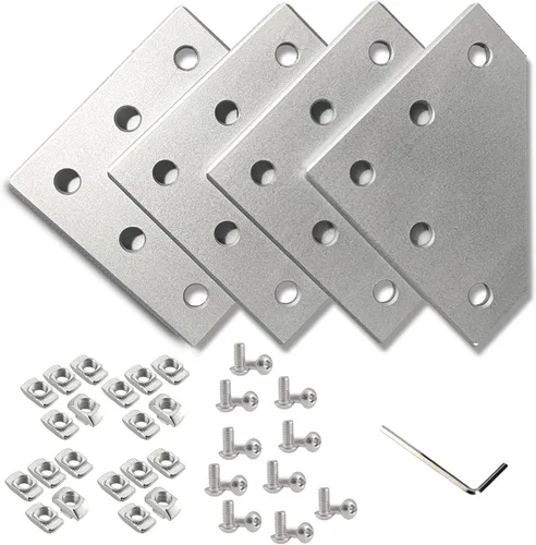 Vista 7 de Juego de 4 placas de conector de extrusión de aluminio serie 3030, placa de unión de soporte de esquina de perfil de aluminio 3030 negro