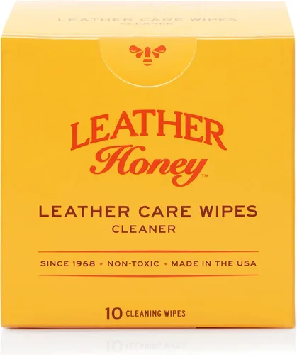 Leather Honey Toallitas limpiadoras: cuero limpio sobre la marcha. 10 toallitas de limpieza para cuero, imitación y vinilo: cualquier color de