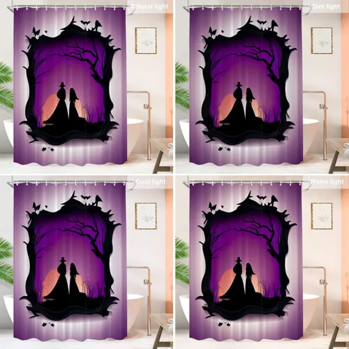 Vista 469 de Shrahala Father and Child Embracing No Hooks Shower Curtain with Snap in Liner Set, Tender Moment Captured Bathroom Décor Polyester Fiber Waterproof