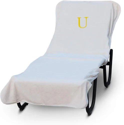 Vista 98 de Funda de lujo para tumbona de piscina con monograma de Hotel y Spa, bordado con letras en bloque - Extra absorbente 100% algodón turco - Rizo suave