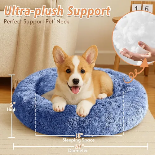 Vista 19 de JOLLYVOGUE Cama Calmante para Perros Pequeños - Cama para Perros Pequeños en Forma de Dona Lavable de 23 Pulgadas para Gatitos y Cachorros, Camas