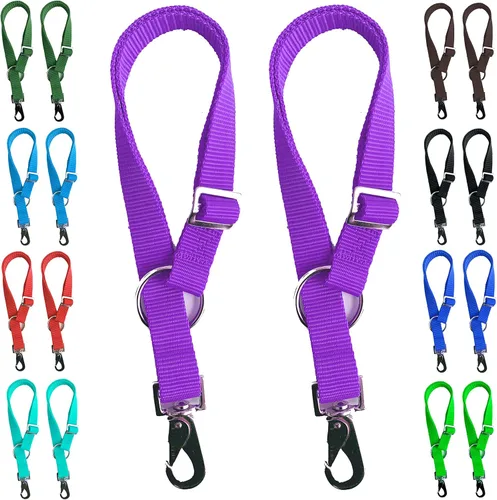 Vista 4 de Majestic Ally Paquete de 2 ganchos de correa para cubo de agua de caballo, ajustables de 18 a 30 pulgadas de longitud, para uso en interiores