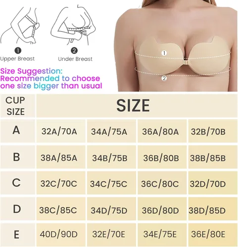 Vista 5 de Sujetadores adhesivos para mujer, brasier invisible sin tirantes para mujer, trajes sin espalda, brasier adhesivo de silicona reutilizable