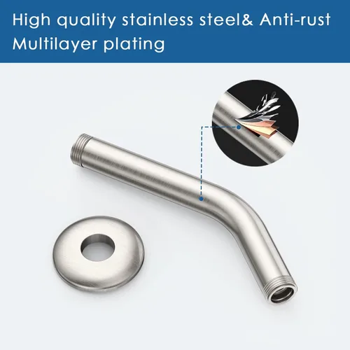 Vista 2 de HOPOPRO Brazo de ducha de 6 pulgadas con brida, brazo de cabezal de ducha angular de repuesto para montaje en pared para cabezal de ducha de mano