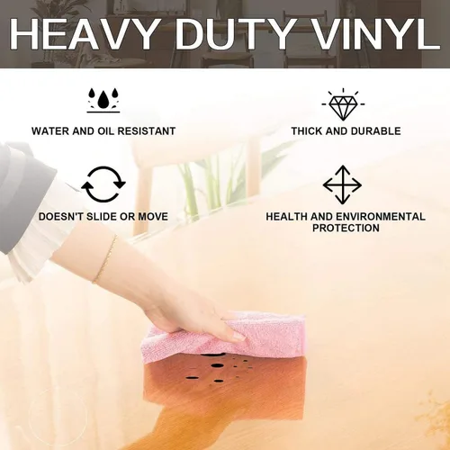 Vista 7 de Protector de mesa redonda transparente de 10 pulgadas, protector de escritorio de plástico de 1,5 mm de grosor, protector de mesa de PVC impermeable