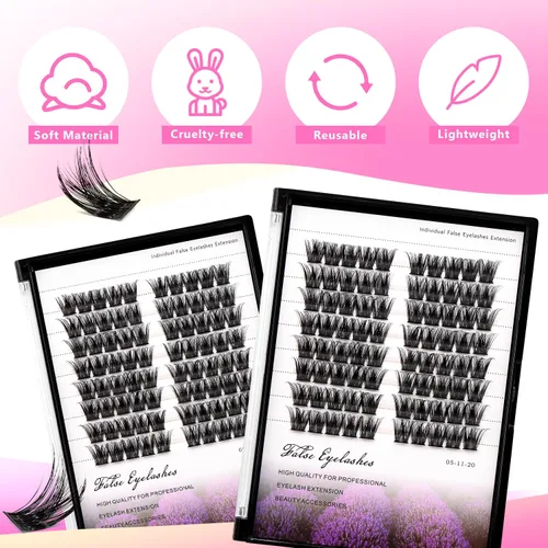 Vista 3 de Paquete grande de 80 racimos de 0.003 in de grosor, rizo D, pestañas postizas individuales, extensiones de aspecto dramático, extensiones