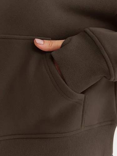 Vista 5 de Trendy Queen Sudaderas con media cremallera, sudaderas recortadas de gran tamaño para mujer de manga larga