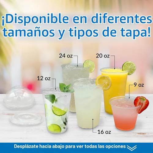 Vista 7 de Reli. Vasos de plástico de 20 oz con tapas (paquete de 50) - Transparente