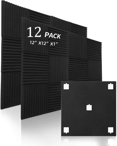 Paquete de 12 paneles de espuma a prueba de sonido, paneles de espuma acústica de 12 x 12 x 1 pulgada, paneles de pared insonorizados de alta