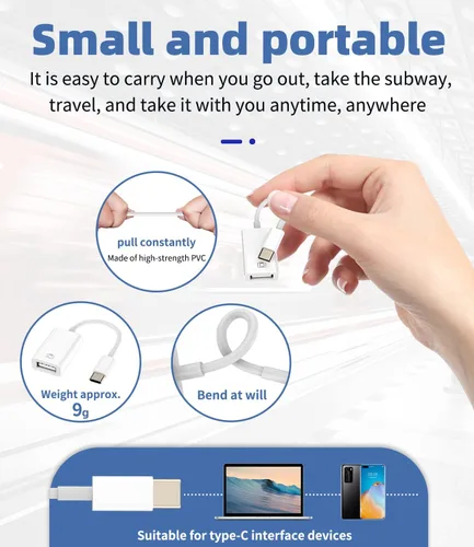 Vista 7 de Adaptador USB-C a USB A 3.0 OTG Accesorios para Pixel Compatible para Samsung Galaxy S21 S22 FE Ultra Z Flip LG iPhone15 Pro Max Plus iPad Pro Air