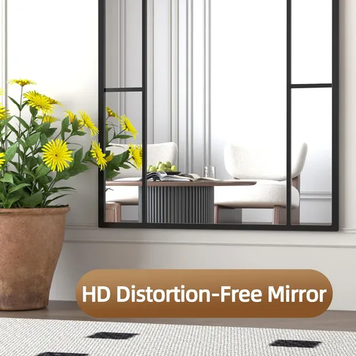 Vista 7 de TinyTimes Arched Full Length Mirror, 56"x22" Large Window Floor Mirror, Farmhouse Pane Mirrors with Metal Framed, Full Body Wall or Leaning Mirrors