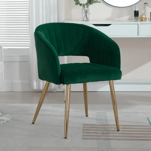 Vista 55 de ABET Silla de escritorio con ruedas, silla de terciopelo para oficina en casa, sillón giratorio con base dorada, sillas decorativas modernas