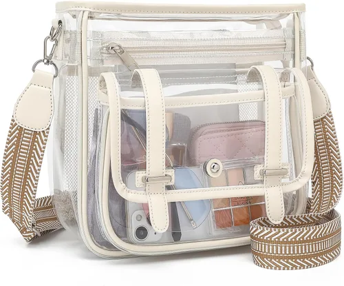 Bolso Transparente ASKSKY, Bolsos de Bandolera Transparentes de PVC para Mujeres, Bolsa Transparente Resistente para Estadio, Eventos, Bolso
