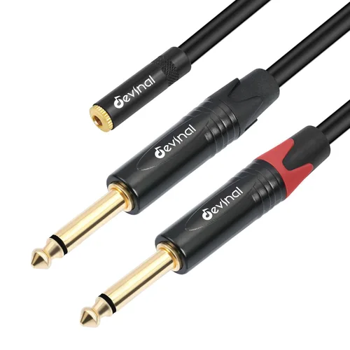 Vista 10 de Devinal TRS a Dual TS Breakout Cable - Adaptador estéreo hembra de 1/4 pulgadas a doble macho TS de 0.250 in y hembra de 0.250 in a divisor mono Y