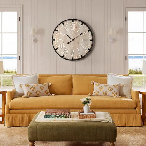 Vista 4 de Vantic Farmhouse - Reloj de pared decorativo extra grande de 24 pulgadas con círculo de metal, reloj de pared de madera de gran tamaño con número