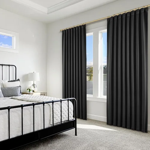 Vista 77 de SHINELAND Cortinas opacas de arándano borgoña de 102 pulgadas de largo, juego de 2 paneles para puerta corrediza de cristal, sala de estar, cortinas