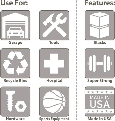 Vista 5 de Akro-Mils 30289 AkroBin - Contenedor de plástico apilable de gran tamaño (24 pulgadas de largo x 18 pulgadas de ancho x 12 pulgadas de alto)