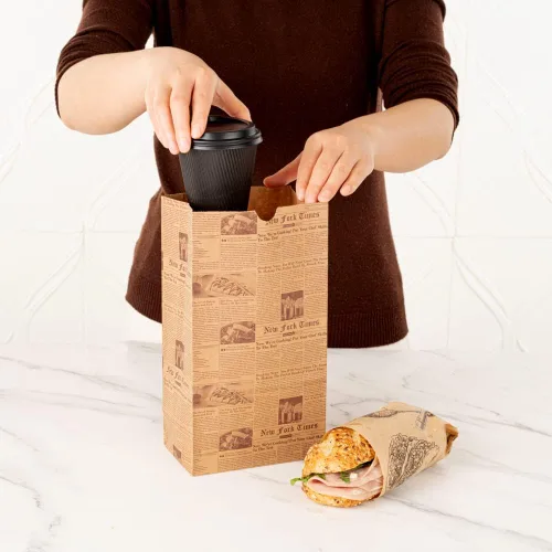 Vista 6 de Restaurantware Bag Tek - Bolsas de papel de 2 libras, 100 bolsas de almuerzo desechables, pequeñas para almuerzos, sándwiches y aperitivos, bolsas
