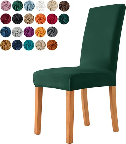 Vista 8 de Juego de 6 fundas para sillas de comedor, fundas elásticas de terciopelo para sillas de comedor, extraíbles y lavables, fundas protectoras