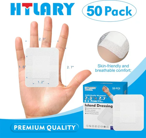 Vista 3 de Almohadillas de gasa con borde para isla, suaves y transpirables, ideales para botiquines de primeros auxilios, cuidado de heridas