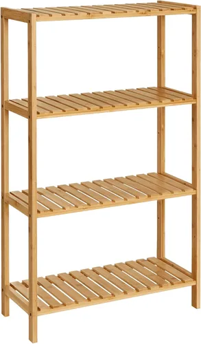 Vista 11 de SONGMICS Estantería de almacenamiento de bambú, estantería de 4 niveles, multifuncional, en la entrada, baño, sala de estar, balcón, cocina, 13 x 13
