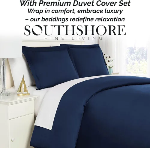 Vista 84 de Southshore Fine Living, Inc. Juego de funda de edredón tamaño individual/XL, reversible, juego de ropa de cama náutica/costera, resistente a