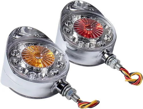 Vista 4 de 2 luces de señal de giro LED de doble cara de doble cara ámbar rojo para tractor semirremolque, camión volquete camión furgoneta guardabarros