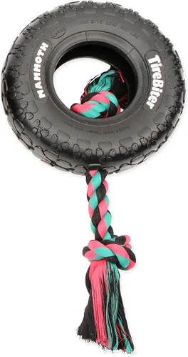 Vista 13 de Mammoth Pet Products TireBiter con cuerda de algodón y poliéster, juguetes de goma natural para masticadores extremos, juguetes para perros