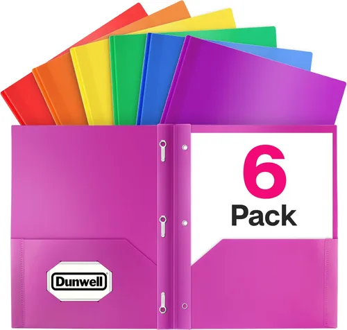 Vista 15 de Carpetas de plástico de dos compartimientos con dientes, tamaño carta, 2 carpetas de bolsillo de poliéster con cierres, Rojo vivo. Paquete de 2