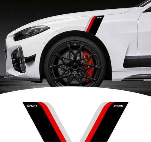 2 piezas de calcomanías de rayas para guardabarros de vinilo, rayas deportivas para carreras, calcomanías decorativas universales para coche, camión
