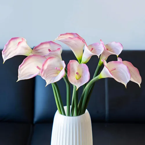 DUYONE Flores artificiales Calla Lilly 25.6 pulgadas, ramo de plantas falsas grandes de tallo largo, 5 piezas para el hogar, sala de estar,