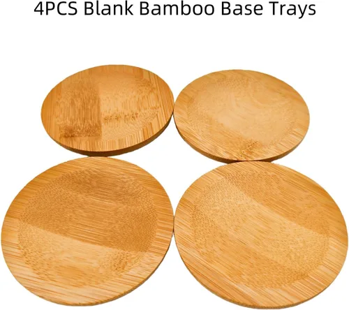 Vista 4 de 4 posavasos de bambú de mosaico para manualidades, bandejas de base en blanco, posavasos para beber, posavasos para plantas, placa de arte