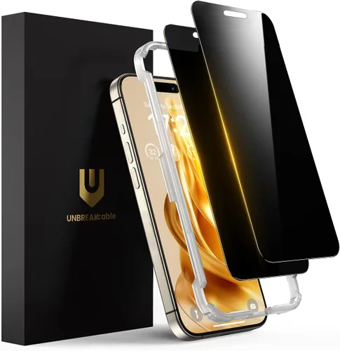 Vista 13 de UNBREAKcable Protector de pantalla de privacidad para iPhone 17 Pro Max, cobertura completa, vidrio templado inastillable