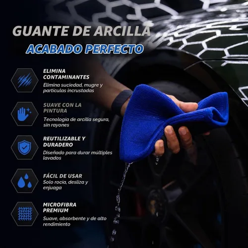 Vista 2 de Ragnify Paquete de 2 manoplas de arcilla para detalles automáticos de grado medio para eliminación impecable de microcontaminantes en la superficie