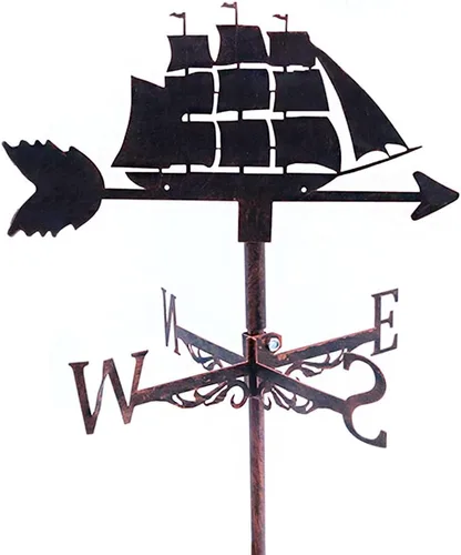 Alnicov Veleta de viento de metal, velero de acero inoxidable para decoración de patio al aire libre, techo de hierro, jardín, exterior