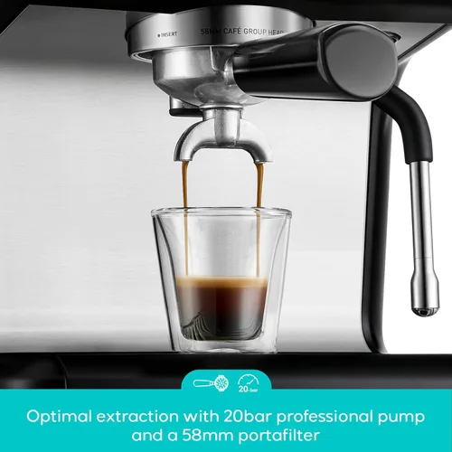 Vista 6 de CASABREWS Máquina de café expreso ultra con pantalla LCD, cafetera de espresso de 20 barras con potente espumador de leche, temperatura