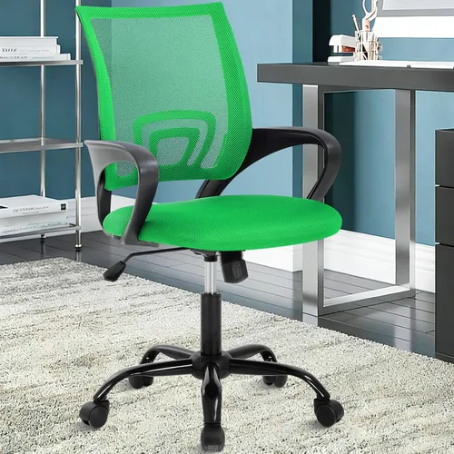 Vista 13 de Silla de oficina ergonómica, silla de escritorio de malla con respaldo medio con soporte lumbar y reposabrazos, transpirable, sillas ejecutivas
