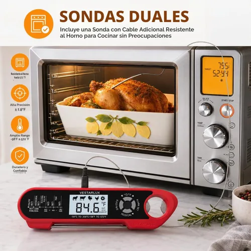 Vista 7 de Termómetro digital de lectura instantánea para carne Termómetro impermeable para cocina de alimentos Termómetro de cocina de alimentos