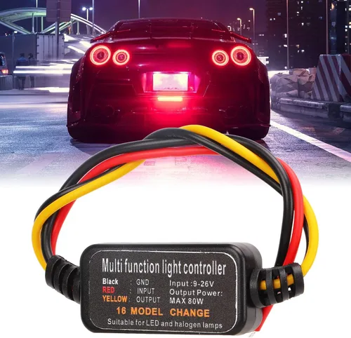 Vista 3 de Bnineteenteam 4 unidades de módulo intermitente de controlador estroboscópico de flash, 16 modos ajustables DC9-26V LED de luz de freno intermitente