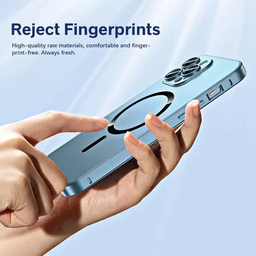 Vista 2 de Funda magnética de aluminio de metal mate para iPhone, funda magnética delgada de aleación protectora de lente de cámara para iPhone 14 Pro Max 13