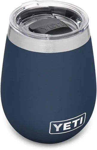 YETI Rambler - Vaso de vino de 10 onzas, aislado al vacío, de acero inoxidable con tapa MagSlider, color azul marino