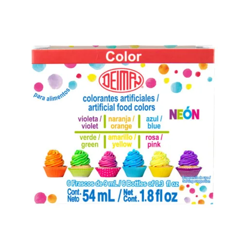 Deiman Artificial Food Color Neon Multicolor Kit 370 L (1.8 fl oz)