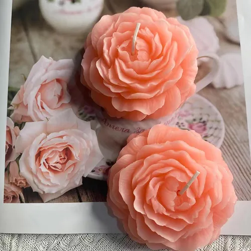 Vista 3 de 3D Peony Flower Fondant Silicone Mold for Candy Chocolate Cake Soap Candle Pastry Dessert, Epoxy Resin Molds for Home Decoration