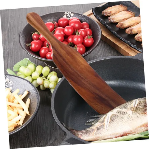 Vista 7 de Healeved Juego de espátulas de madera, espátula de madera para cocinar, utensilios de madera antiadherentes, espátula de teca ranurada, cucharas