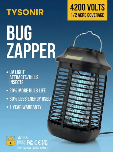 Vista 6 de Exterminador de insectos eléctrico de alta potencia de 4200 V para exteriores e interiores, exterminador de insectos impermeable y eficiente